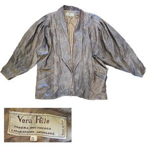 vintage vera pelle leather jacket Small Brown Made In Italy 90s 80s